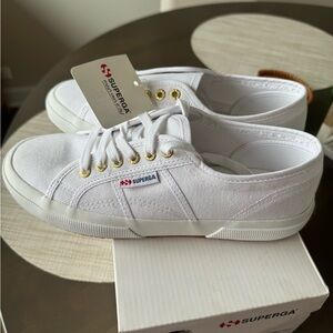 Superga White Sneakers with Gold Accents
